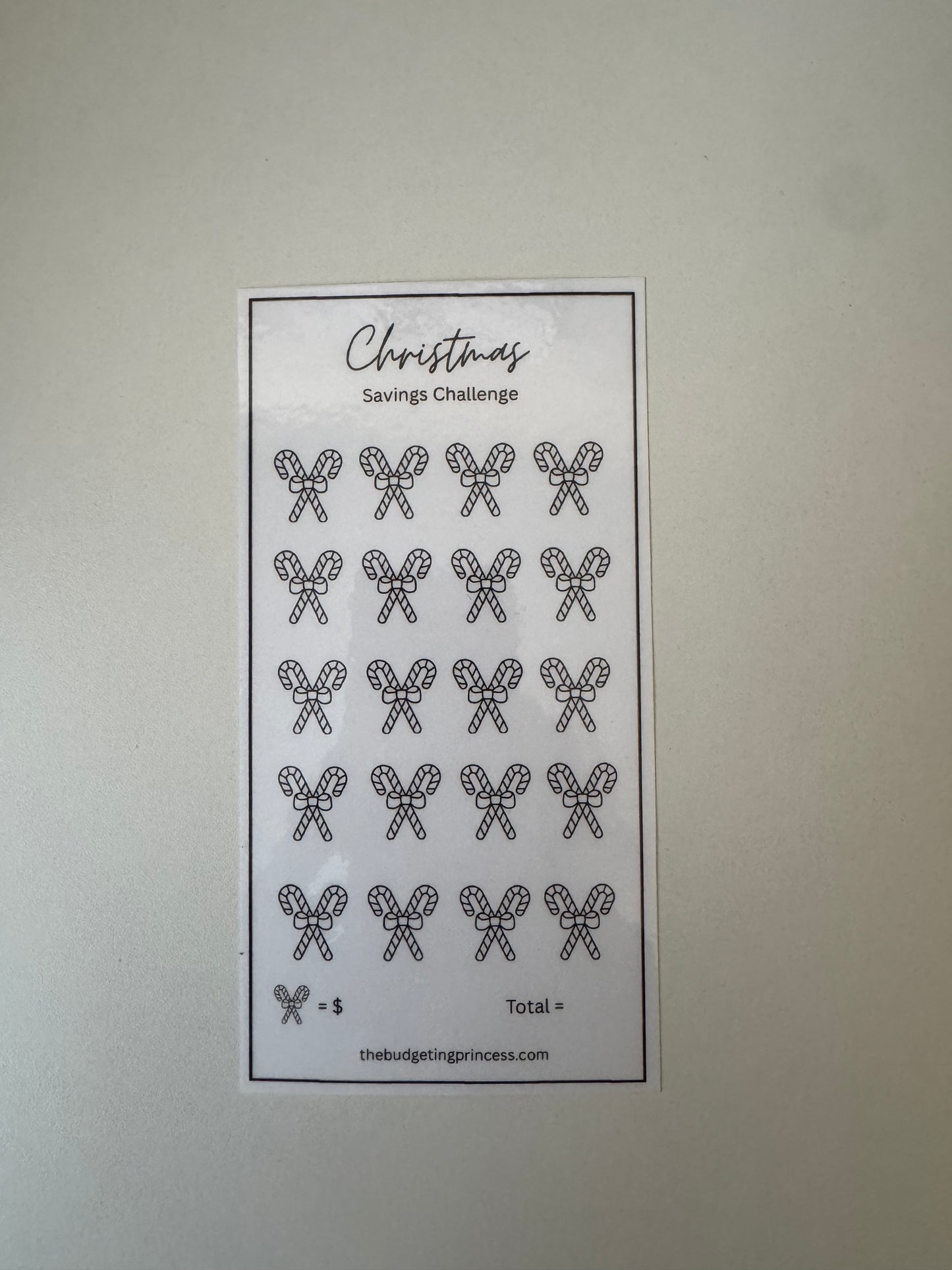 Candy Cane Christmas Savings Tracker (physical product)