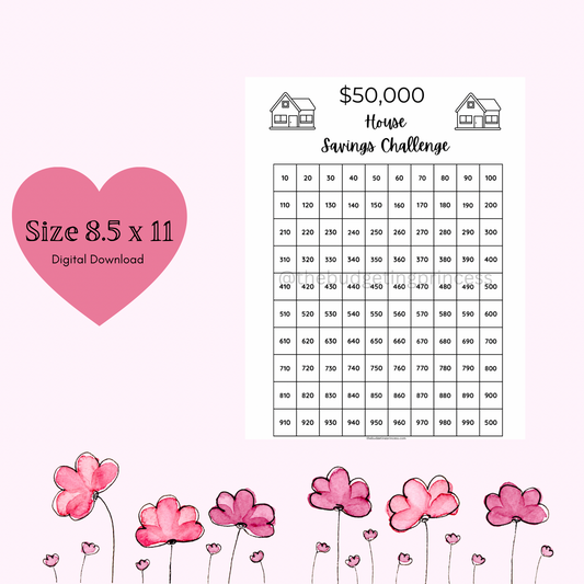 $50,000 House Savings Challenge | Savings Challenge Template (digital download)