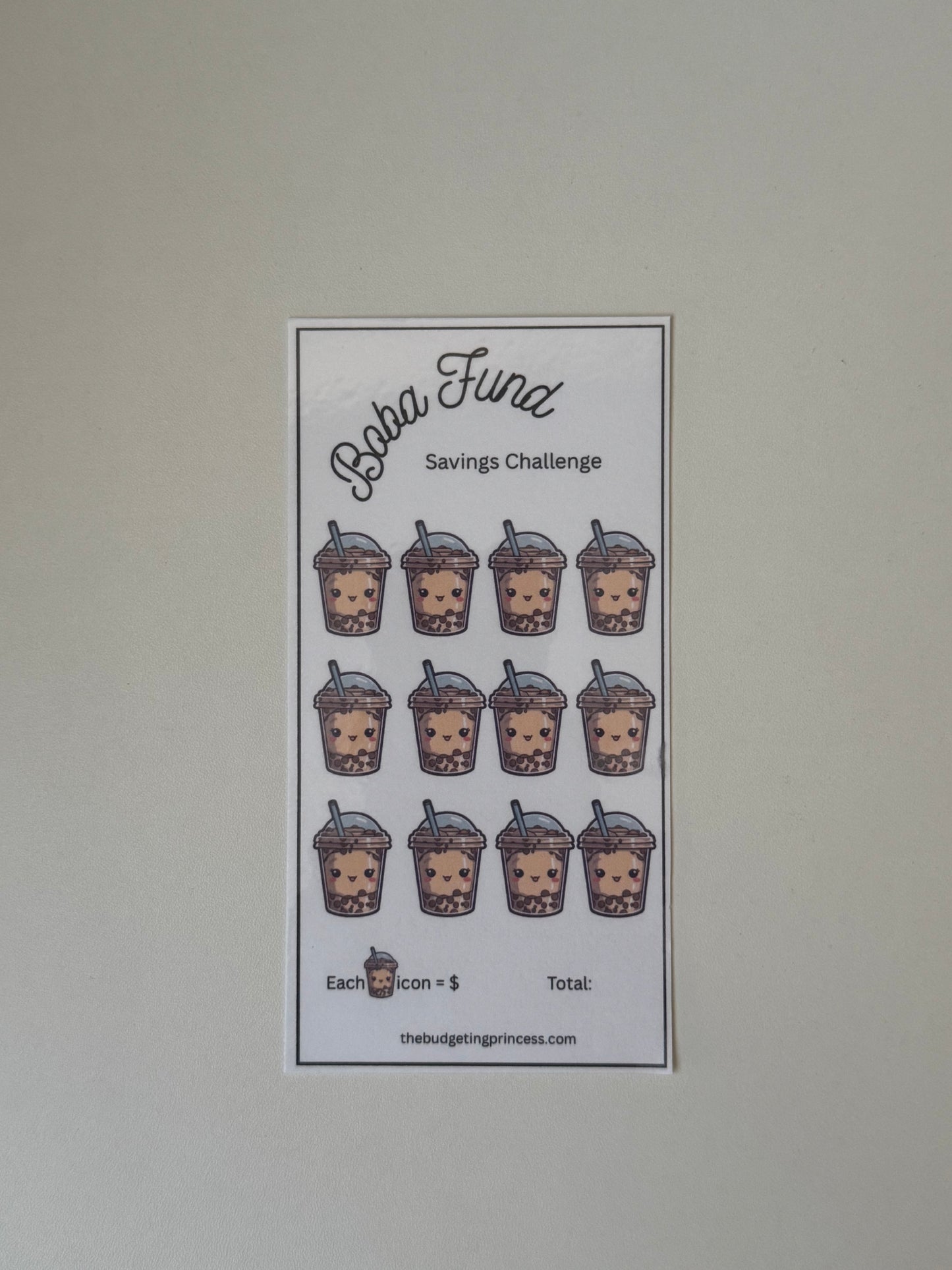 Boba Savings Tracker-Cash Envelope Insert(Physical Product)