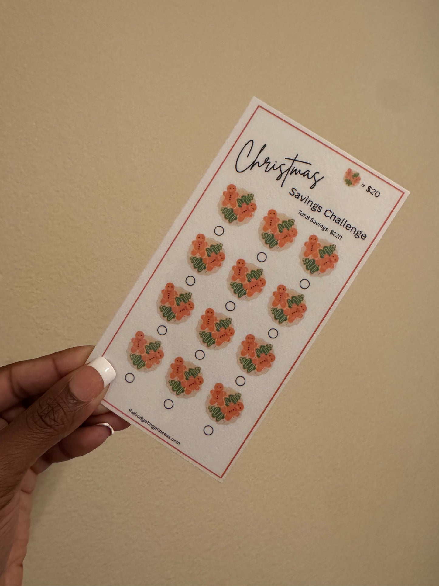 Christmas Cookie Plate Savings Challenge Insert - Save $220