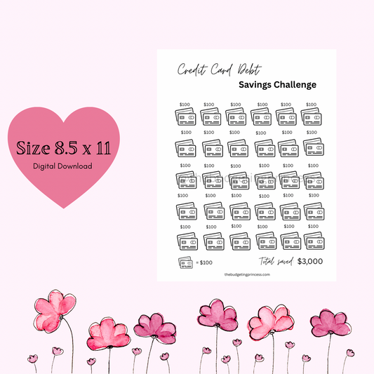 Credit Card Debt Payoff Savings Challenge- Save $3,000