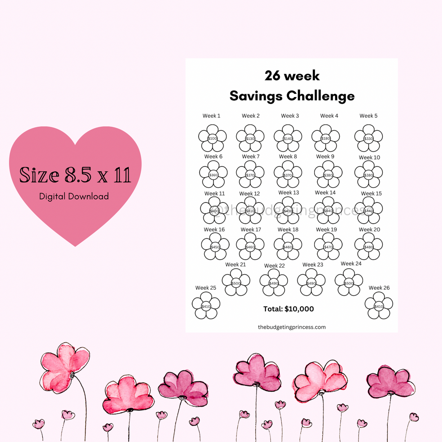 26 week Savings Challenge(save $10,000)