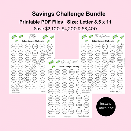 Savings Challenge Bundle |Save $2,100, $4,200, $8,400 - Saving challenge templates (digital download)