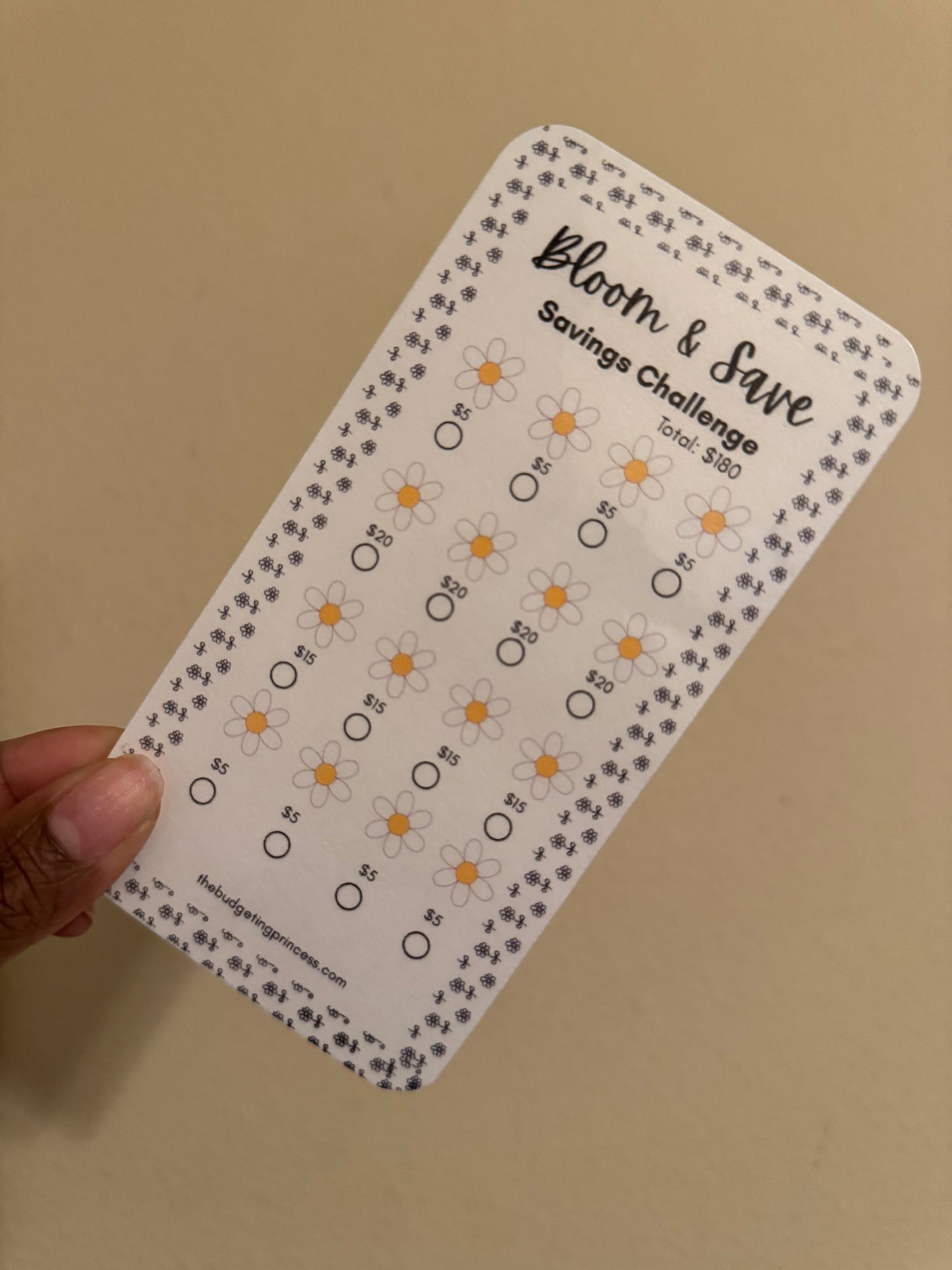 Bloom & Save A6 Savings Challenge Insert- Save $180