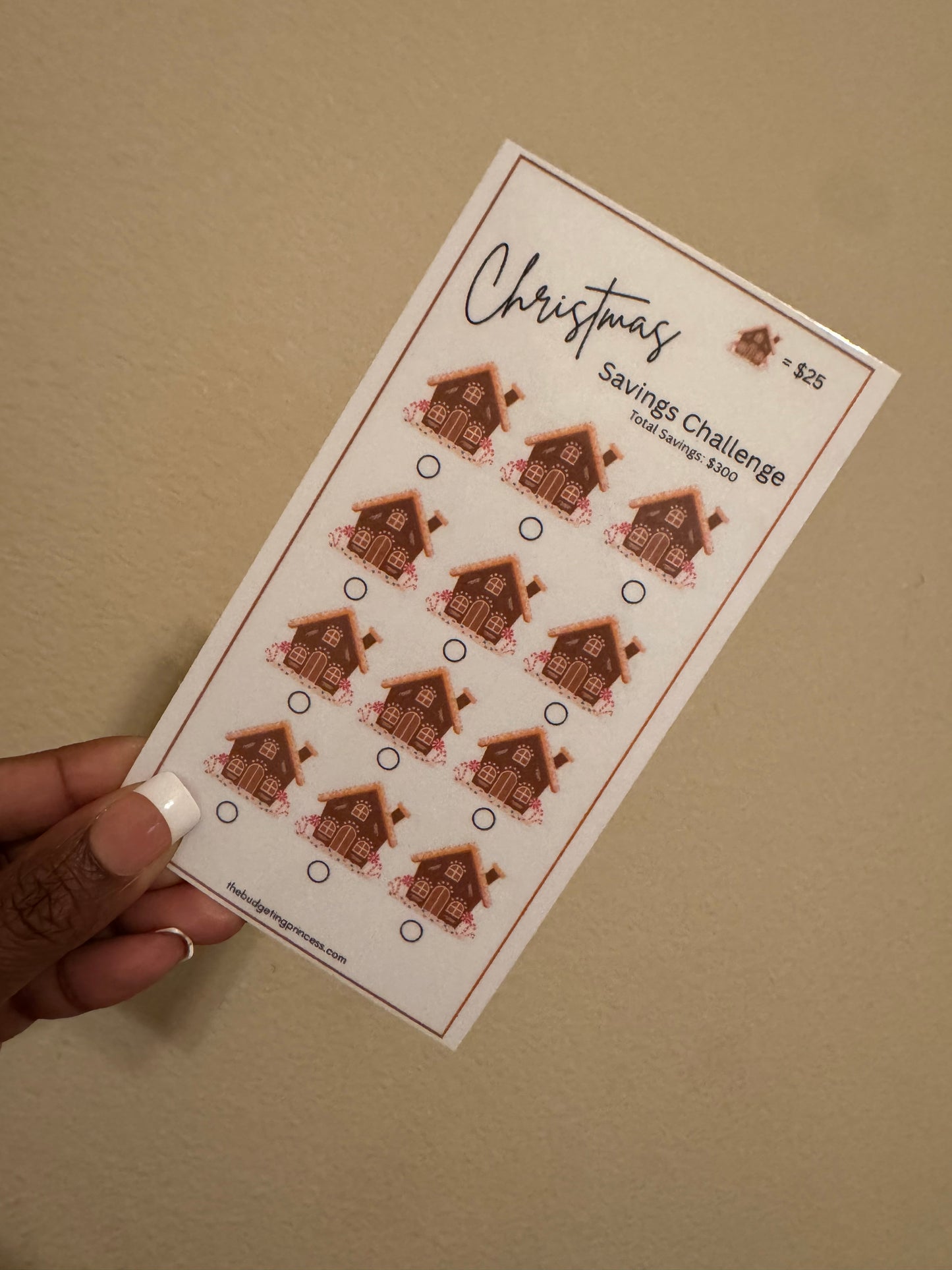 Gingerbread House Christmas Savings Challenge Insert - Save $300