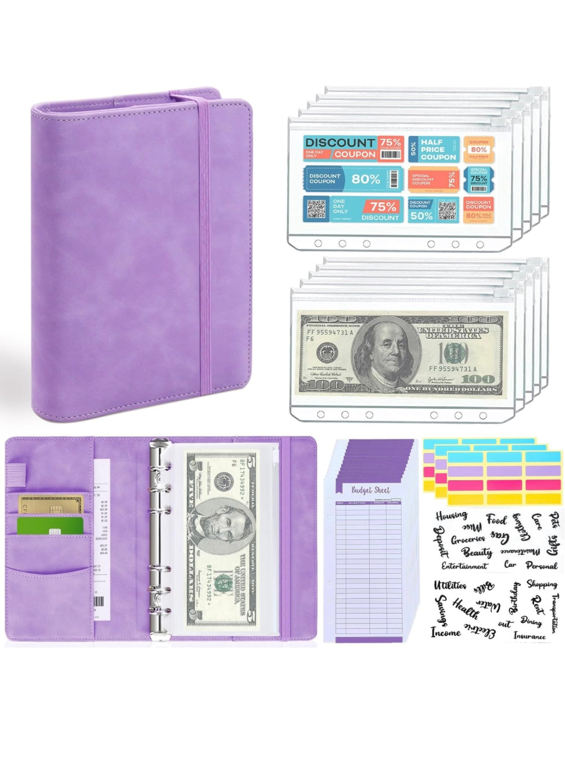 Leather budget binder starter set | A6 size