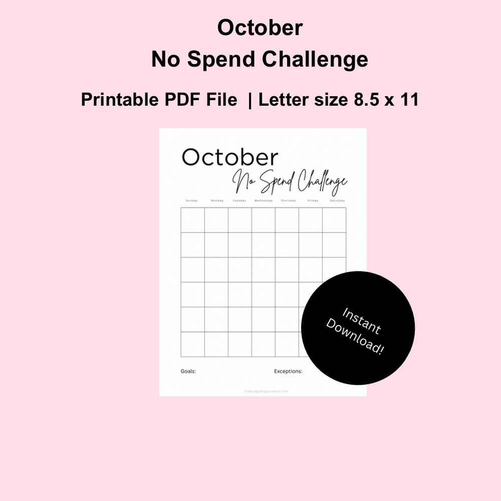 October No Spend Challenge