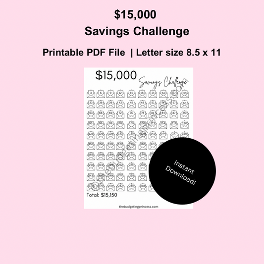 $15,000 Savings Challenge (100 envelope challenge)