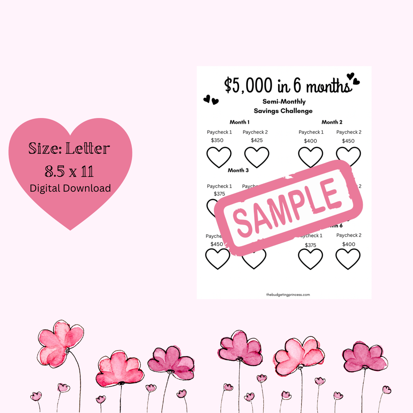 Save $5,000 in 6 months semi-monthly (digital download)