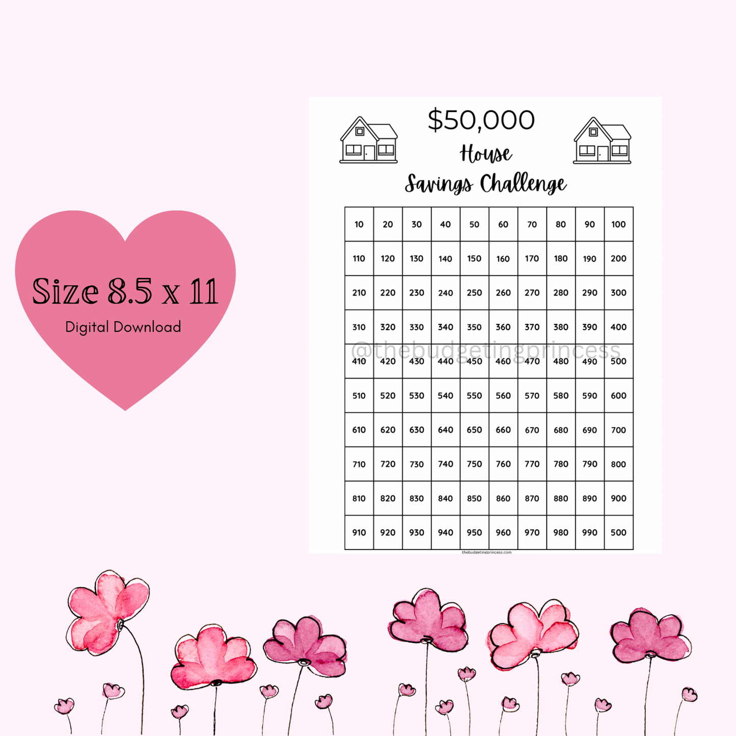 $50,000 House Savings Challenge | Savings Challenge Template (digital download)