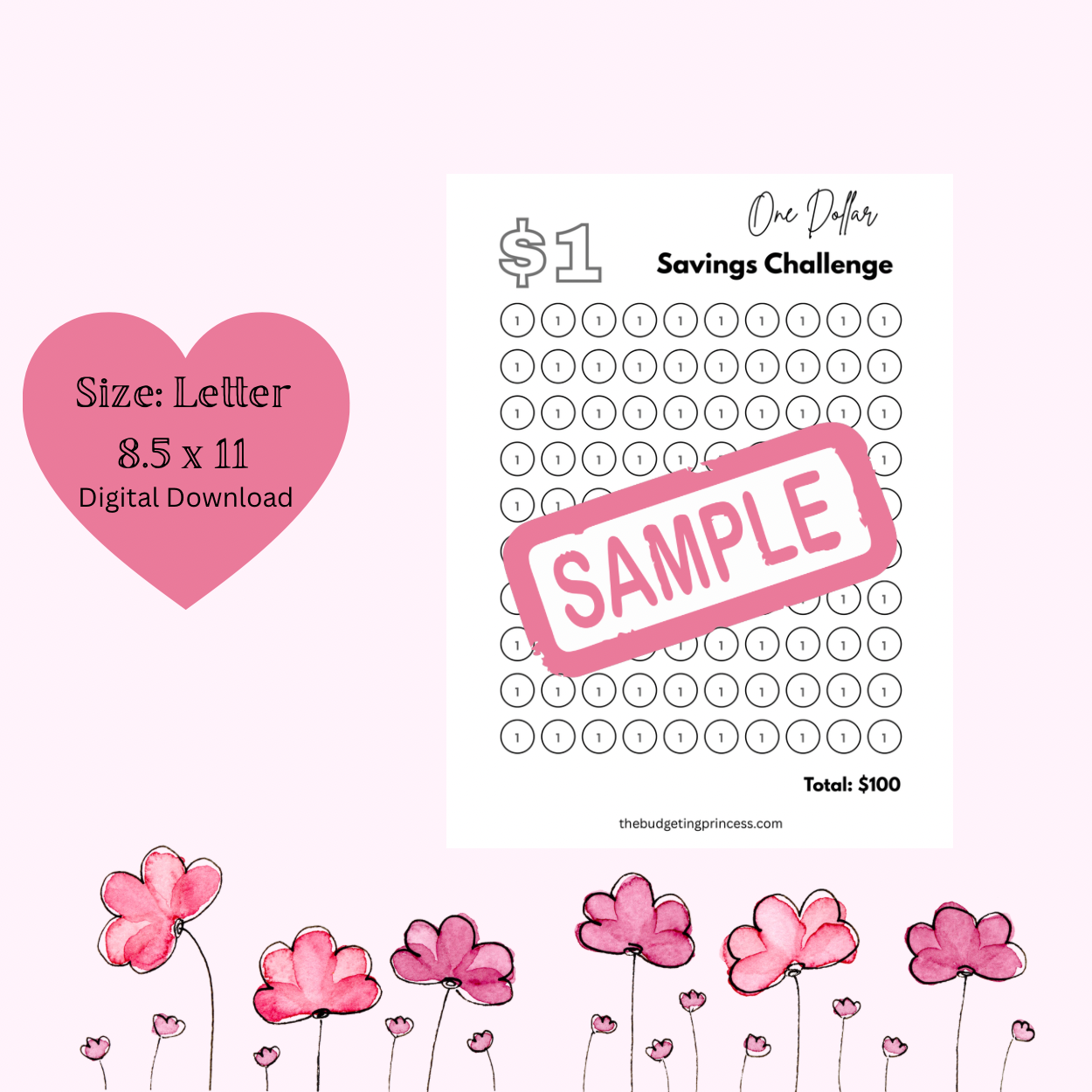 $1 Savings Challenge | Save $100 (digital download