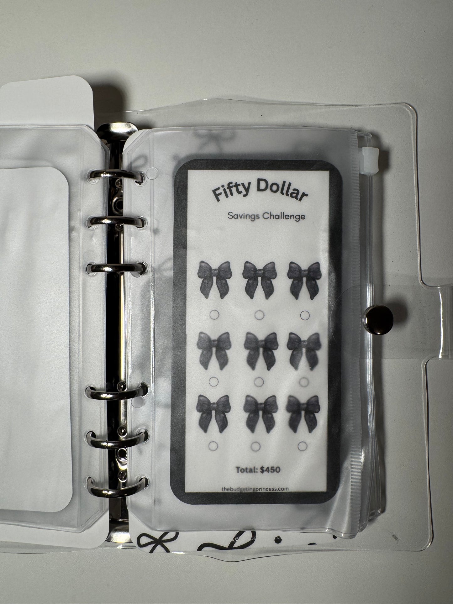Clear A6 Classy Bow Savings Challenge Binder | Save $1,665