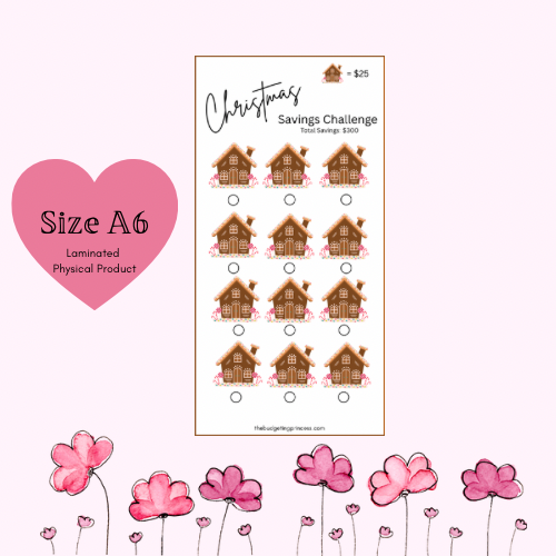 Gingerbread House Christmas Savings Challenge Insert - Save $300