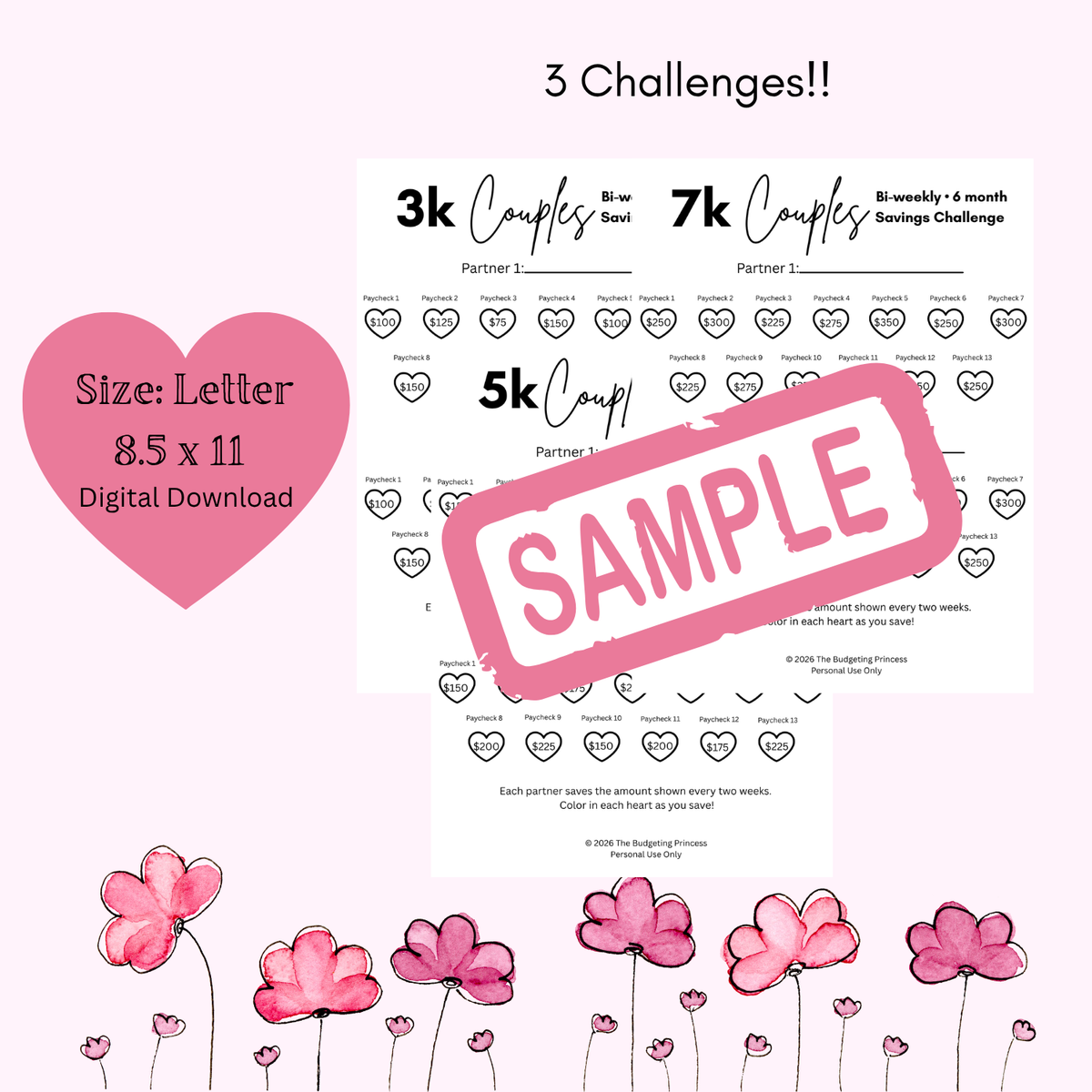Couples Savings Challenge Bundle | $3K, $5K & $7K | Biweekly | 6 Months