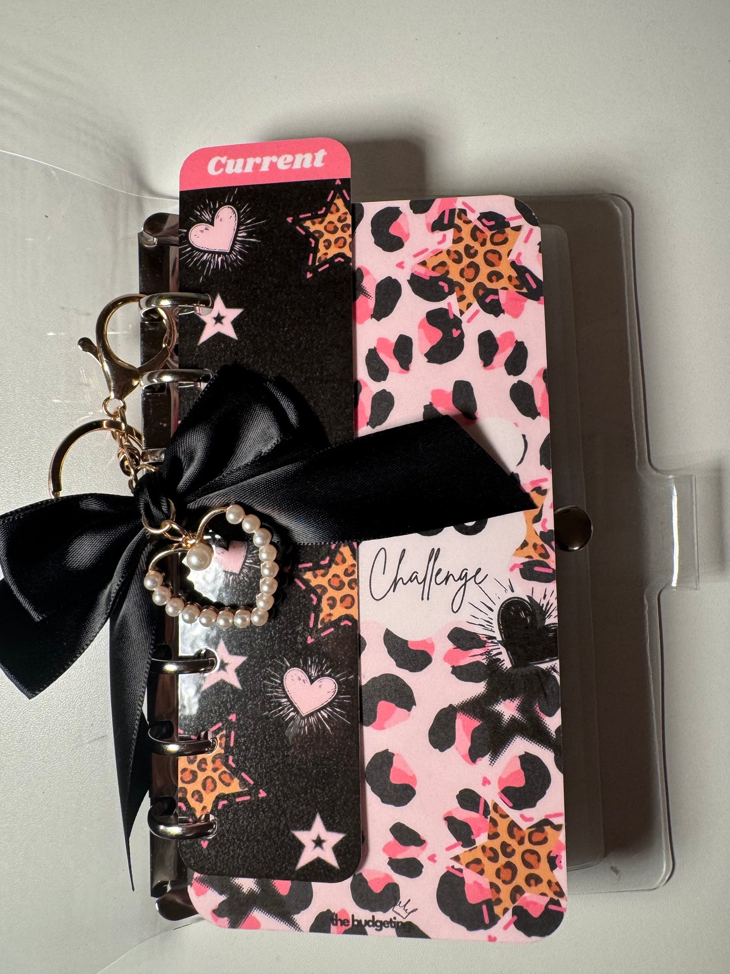 Clear A6 Pink leopard Savings Challenge Binder | Save $2,960
