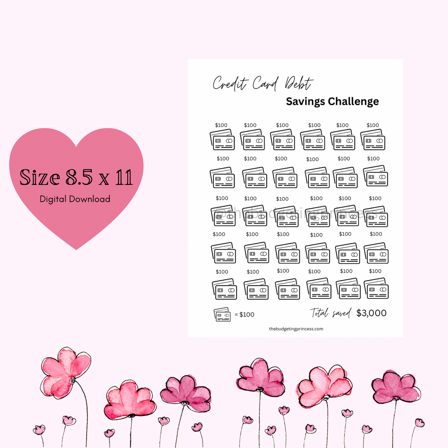 Credit Card Debt Payoff Savings Challenge- Save $3,000