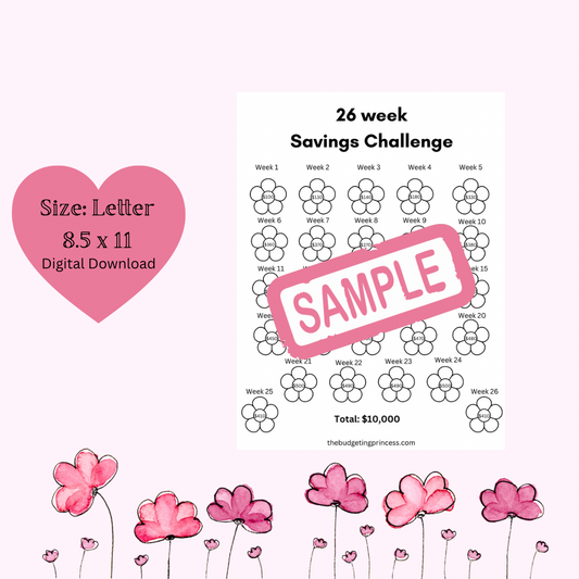 26 week Savings Challenge(save $10,000)