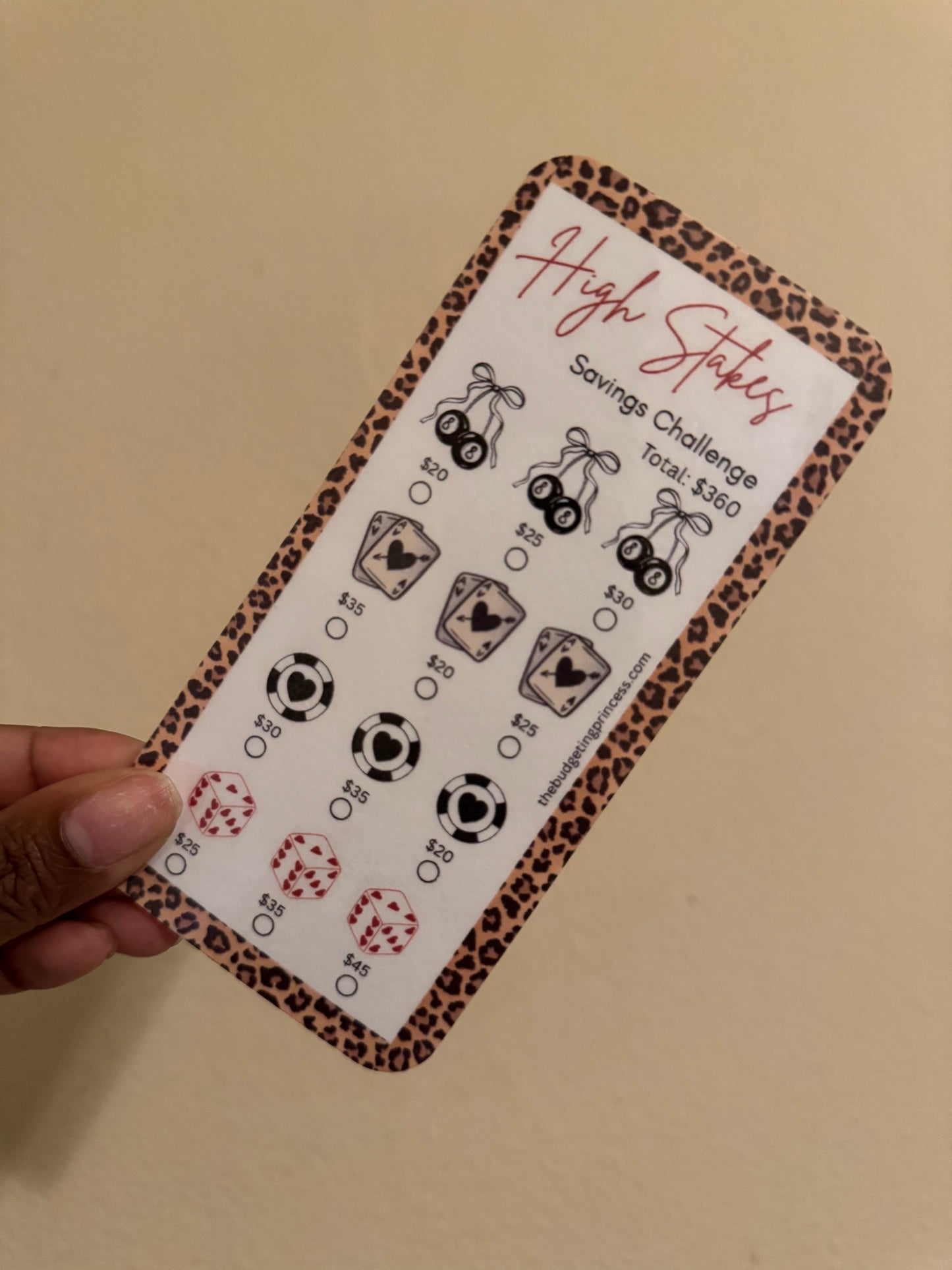 High Stakes A6 Laminated Savings Challenge Tracker Insert- Save $360