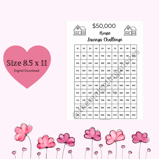 $50,000 House Savings Challenge | Savings Challenge Template (digital download)