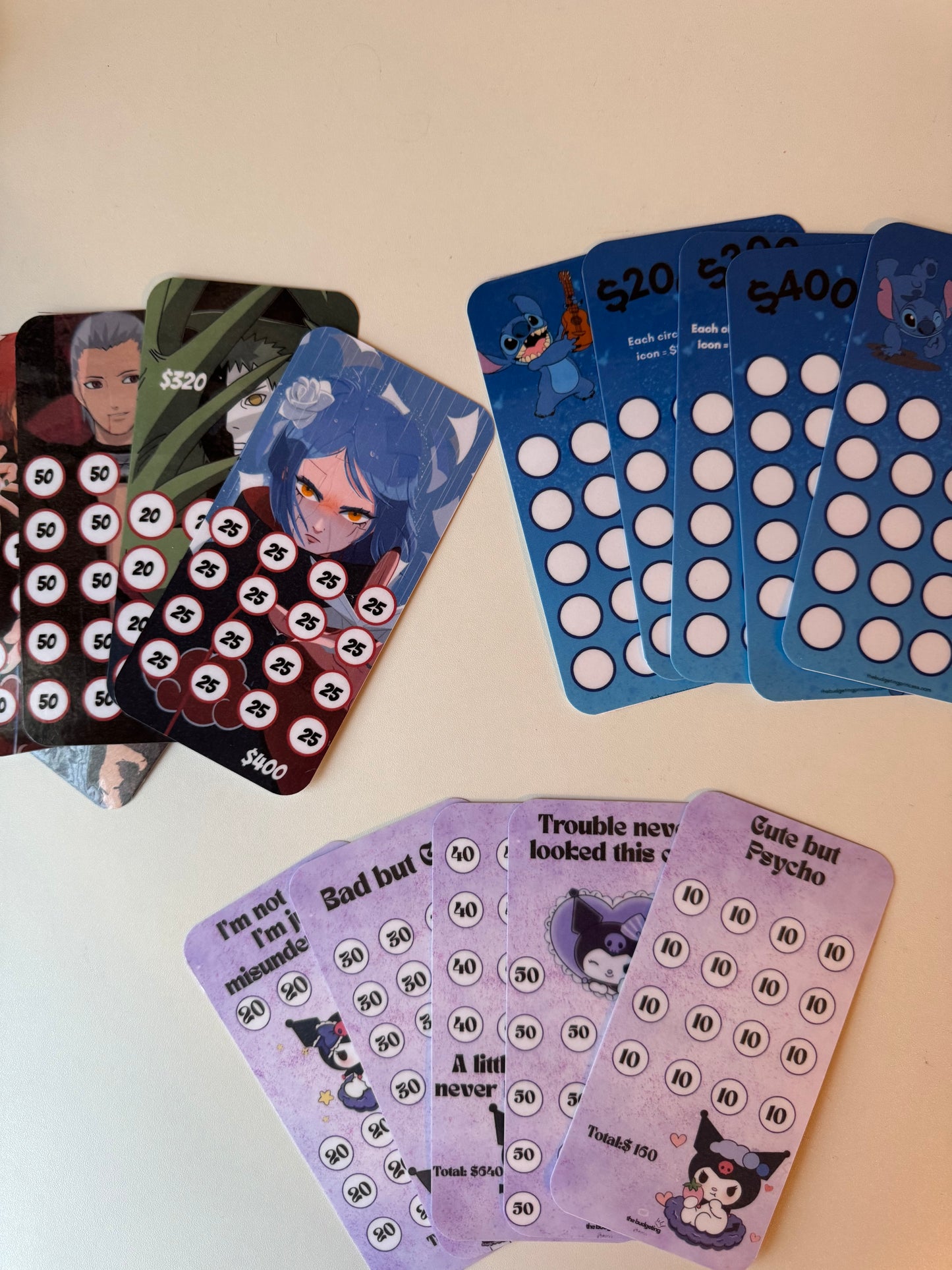 Custom Character Savings Challenge Inserts (set of 5) | A6 & A5 Binder Inserts — Physical