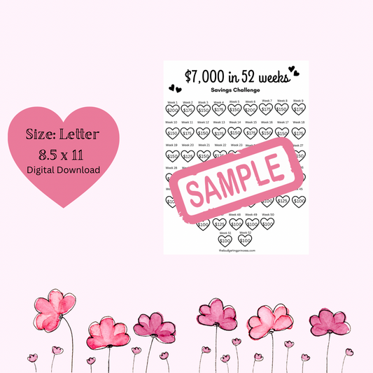 Save $7,000 in 52 weeks | printable pdf