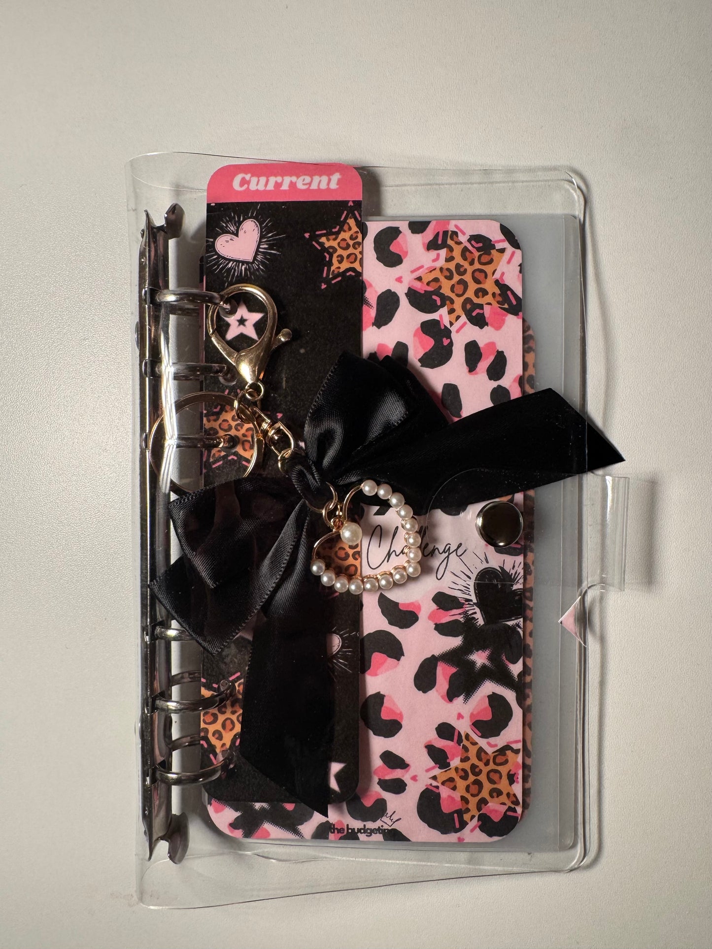 Clear A6 Pink leopard Savings Challenge Binder | Save $2,960