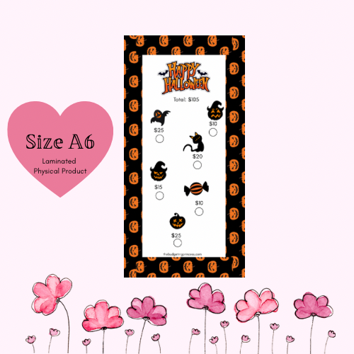 Halloween A6 Saving Challenge Insert-Save $105