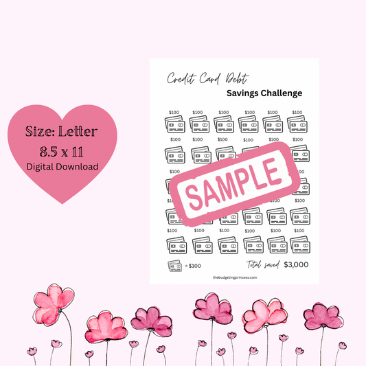 Credit Card Debt Payoff Savings Challenge- Save $3,000