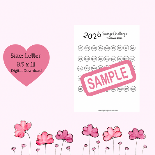 Save $2,026 in 2026 savings challenge(digital download)