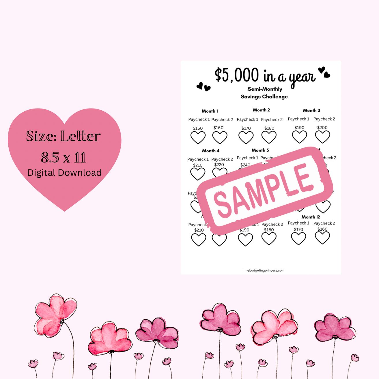 Save $5,000 in a year semi-monthly (digital download)