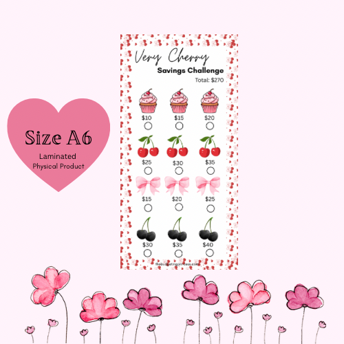 Very Cherry A6 Savings Challenge Insert- Save $270