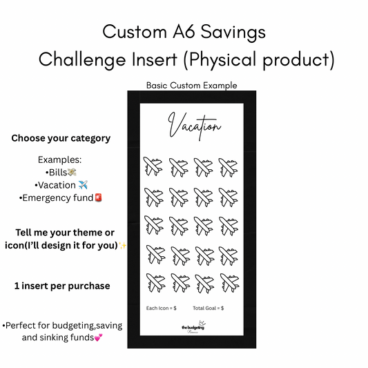 Custom Savings Challenge (A6 Binder Inserts—Physical)