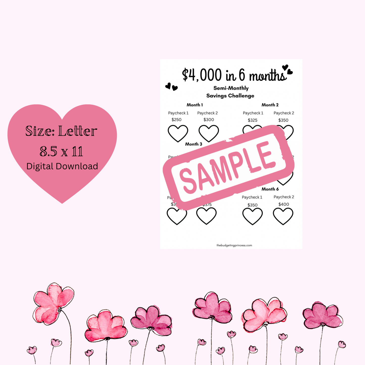 Save $4,000 in 6 months semi-monthly (digital download)