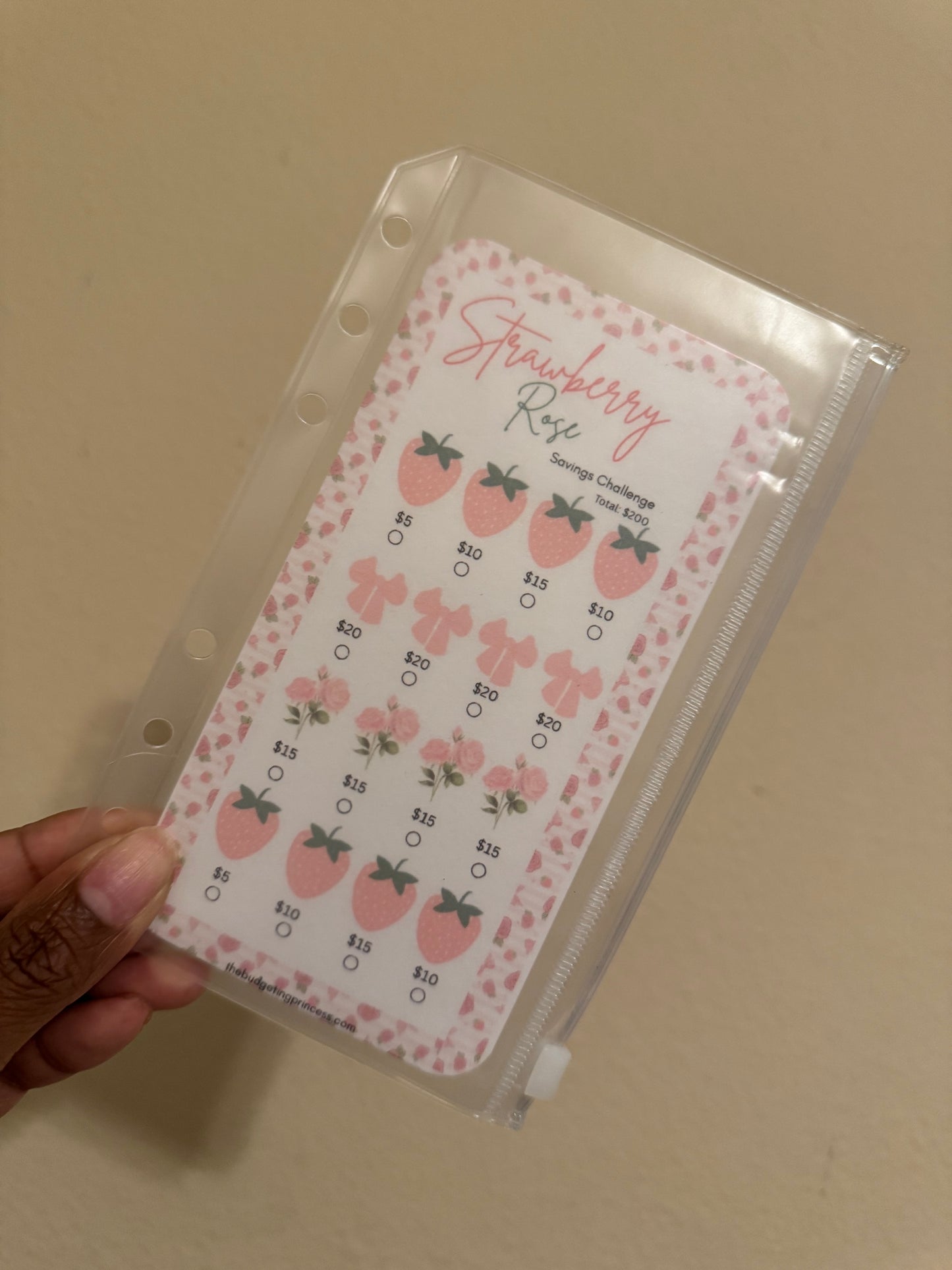 Strawberry Rose A6 Savings Challenge Insert-Save $200