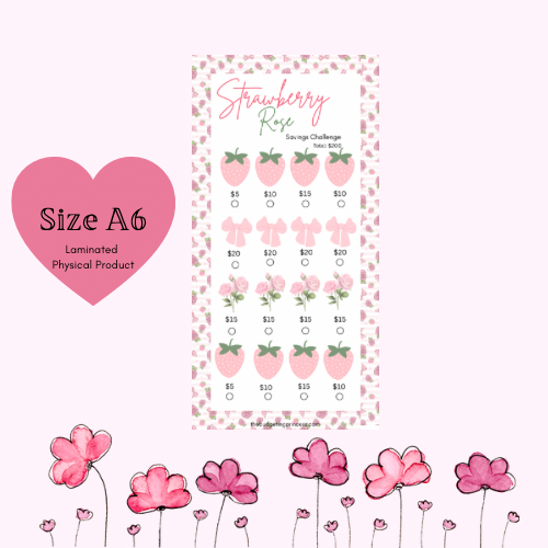 Strawberry Rose A6 Savings Challenge Insert-Save $200