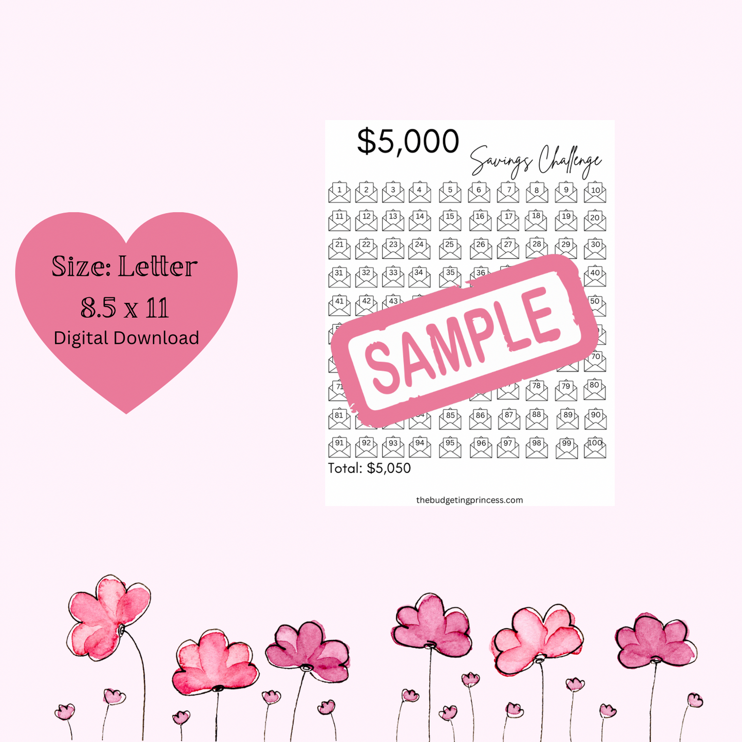 $5,000 Envelope Savings Challenge (digital download)
