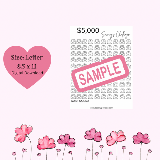 $5,000 Envelope Savings Challenge (digital download)