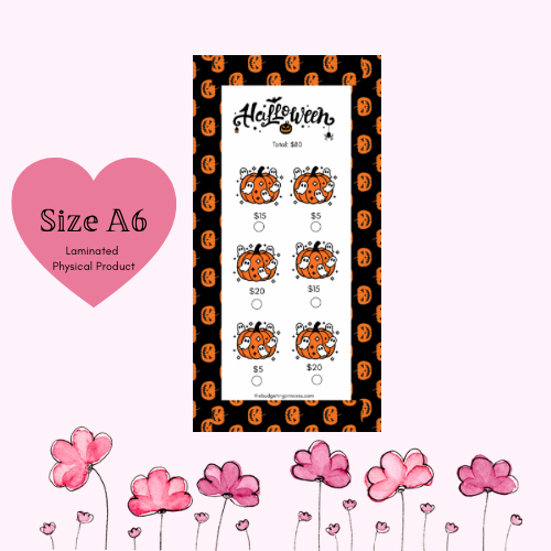 Halloween A6 Saving Challenge Insert- Save $80