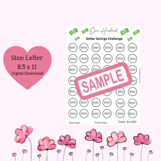 $100 Savings Challenge - Save $4,200 | Printable Savings Tracker (digital download)