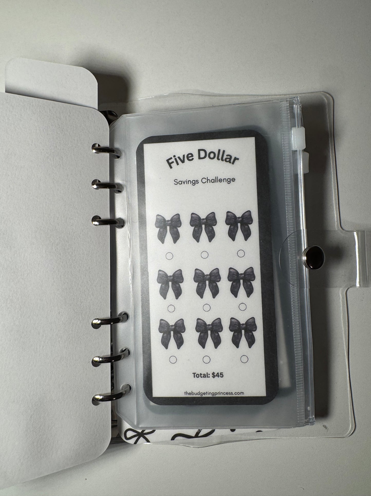 Clear A6 Classy Bow Savings Challenge Binder | Save $1,665