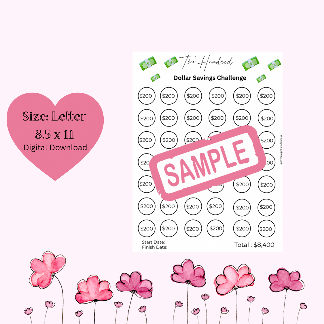 $200 Savings Challenge - Save $8,400 | Printable Savings Tracker(digital download)