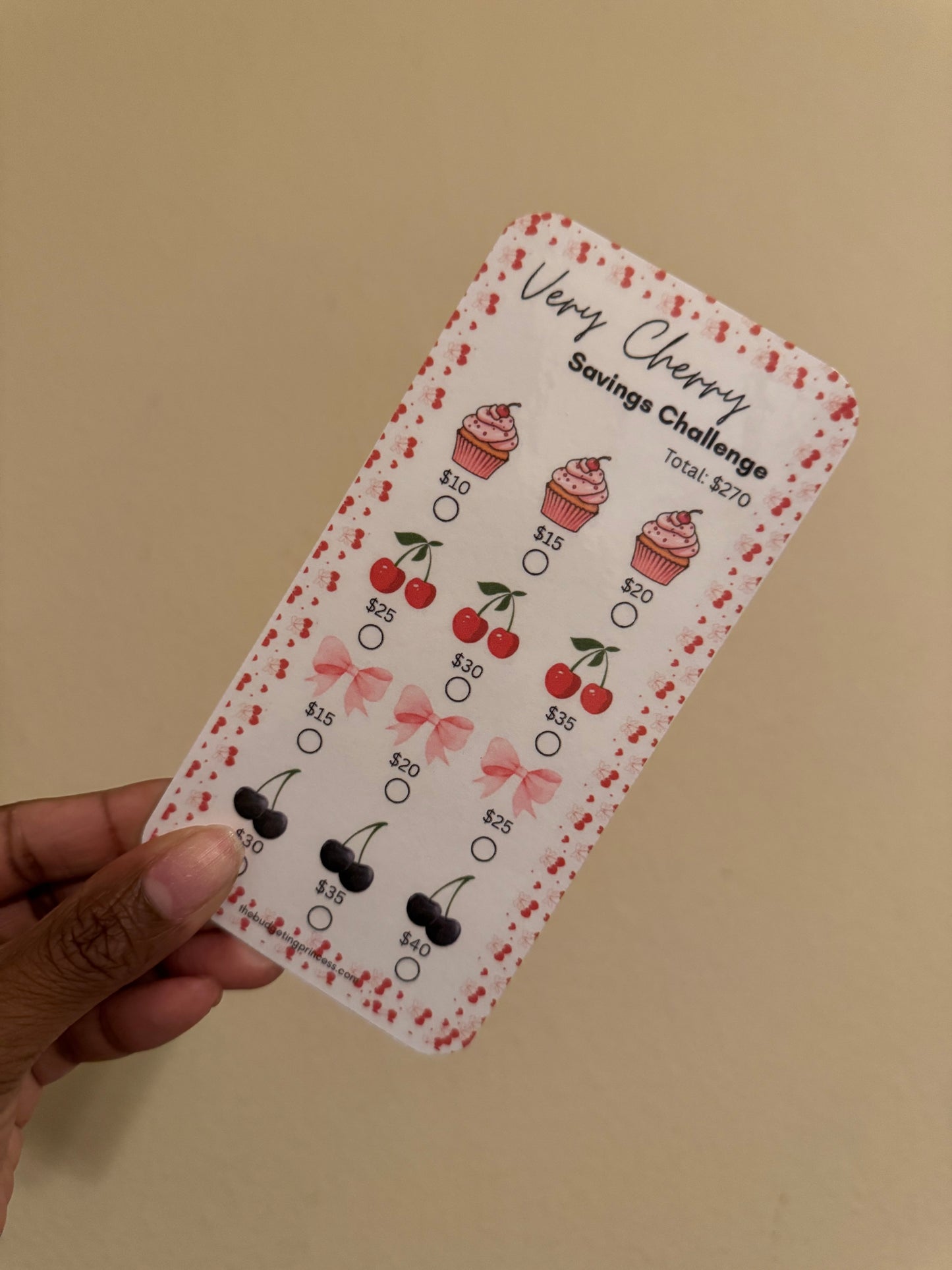 Very Cherry A6 Savings Challenge Insert- Save $270