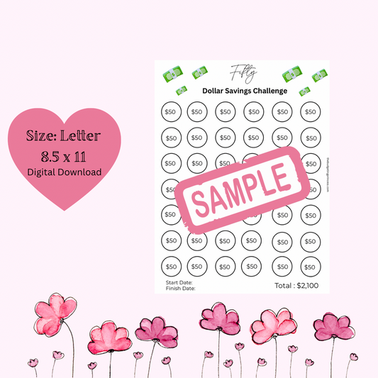 $50 Savings Challenge - Save $2,100 | Printable Savings Tracker(digital download)