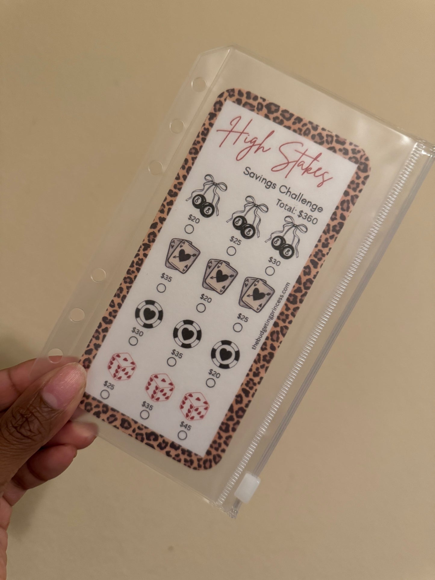 High Stakes A6 Laminated Savings Challenge Tracker Insert- Save $360