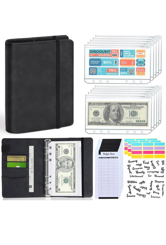 Leather budget binder starter set | A6 size