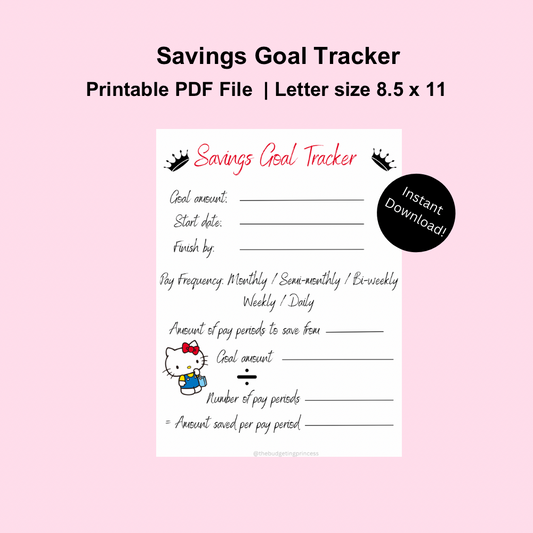 Hello Kitty Savings Goal Tracker