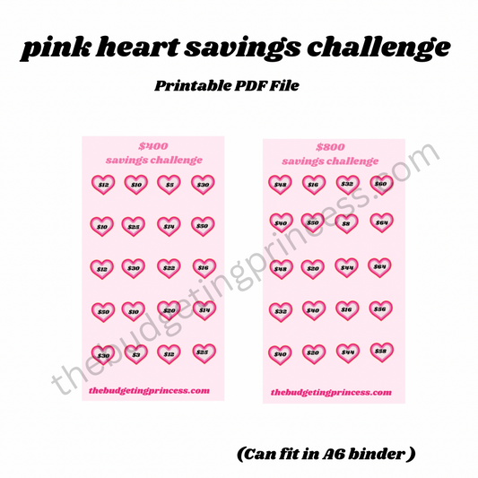 Pink heart savings challenge