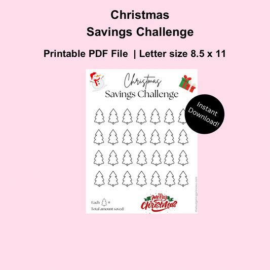 Christmas Savings Challenge | letter size 8.5 x 11