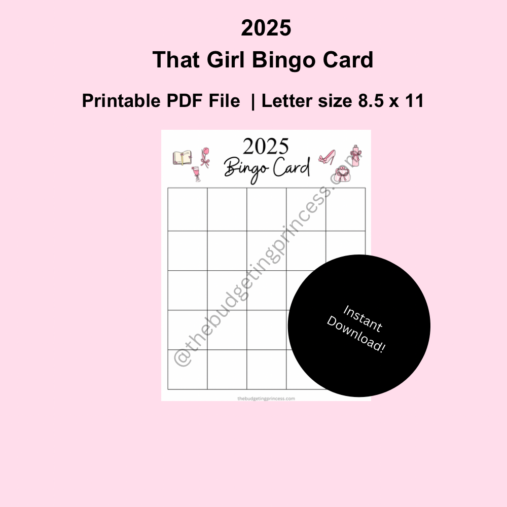 “That girl”2025 Bingo Card Template | New Year’s resolution Tracker | 2025 Vision Board