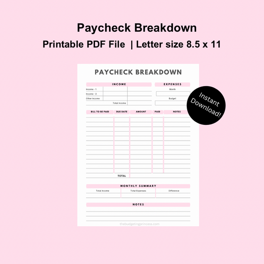 Paycheck Breakdown Template